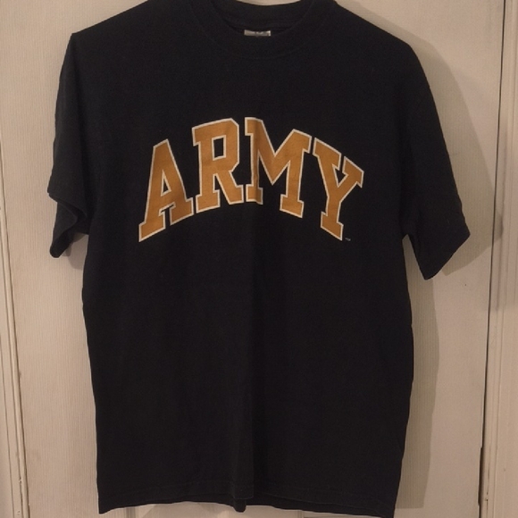 Jerzees Tops - Jerzees Black Tee with Gold ARMY Print